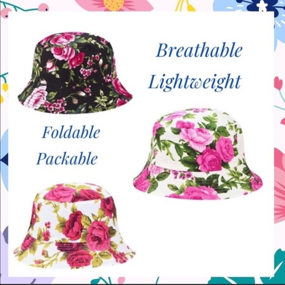 NWT Retro Floral Printed Bucket Hat Women’s - Picture 1 of 8